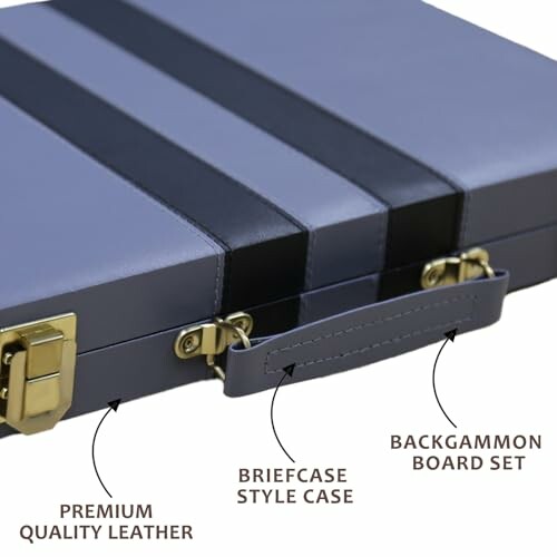 Backgammon board set in a premium leather briefcase style case.