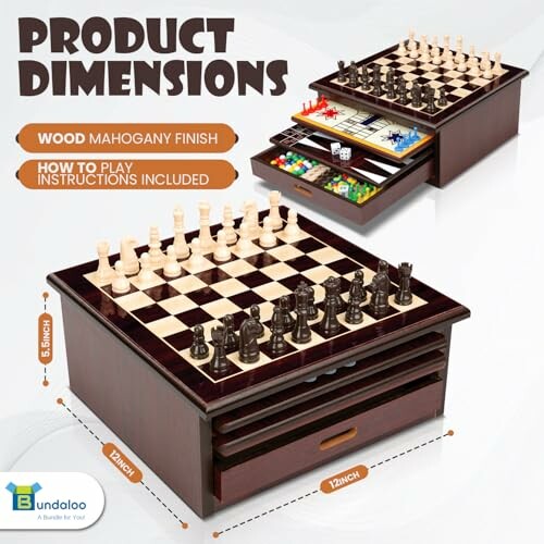 Bundaloo 10-in-1 Classic Wooden Board Game Set