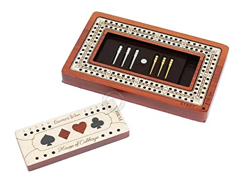 Cribbage board set with cards and pegs