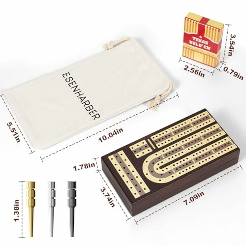 Foldable Wooden Cribbage Board Set