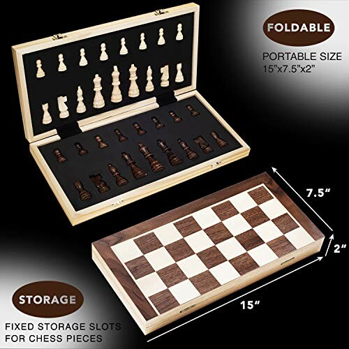 AMEROUS 15 Inches Magnetic Wooden Chess Set