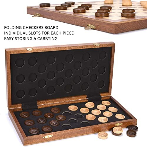 VAMSLOVE Checkers Folding Wooden Game Set