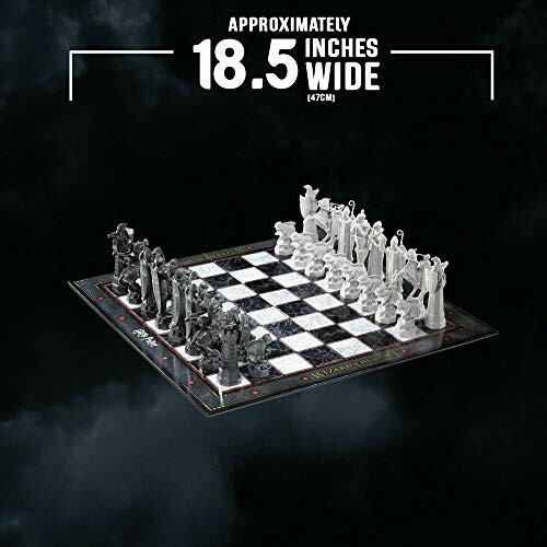 Harry Potter chess set on a board, 18.5 inches wide