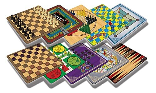 Collection of various board games including chess, checkers, and backgammon.