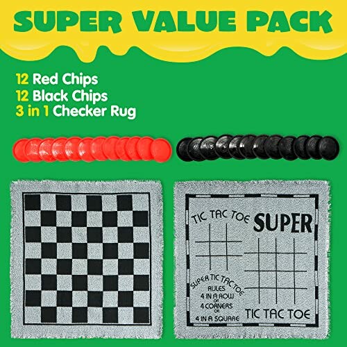 3-in-1 Vintage Giant Checkers Game