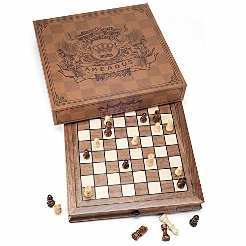 AMEROUS Magnetic Wooden Chess Set