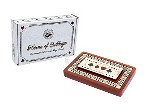 Wooden cribbage board set with box