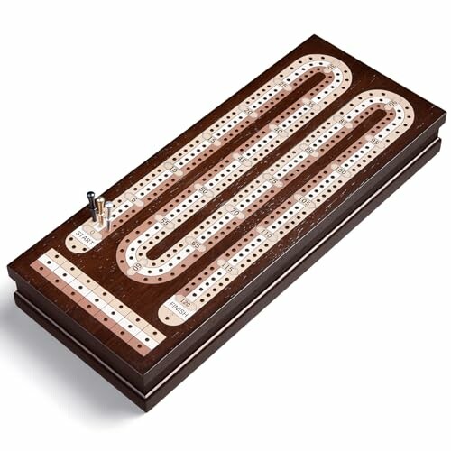 Wooden cribbage board with pegs