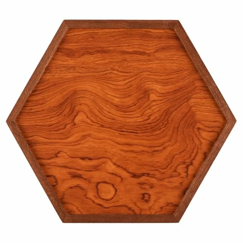 Hexagon-shaped wooden coaster with natural grain